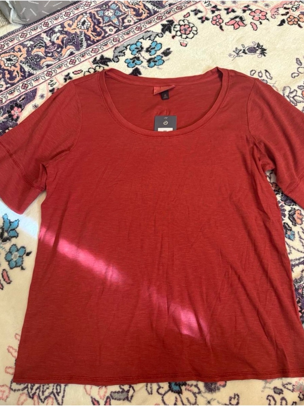 Universal Thread Scoop Neck Short Sleeve Top — Brick Red